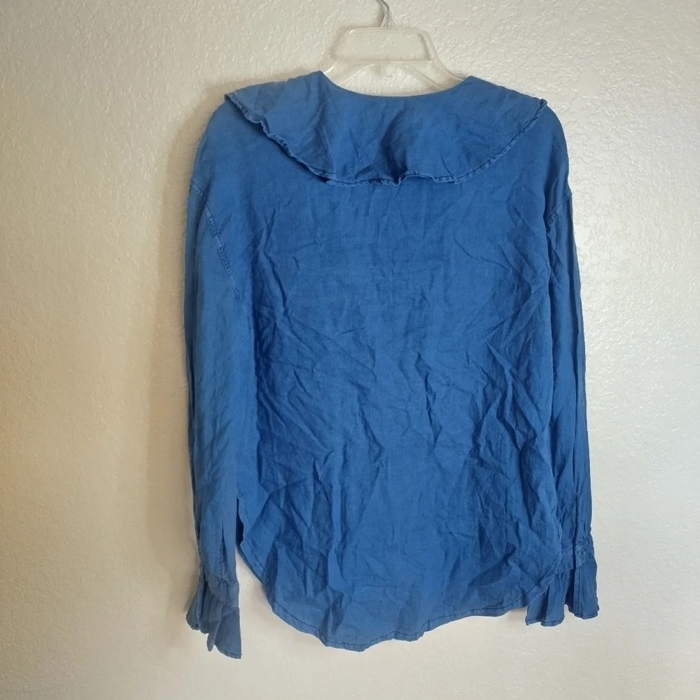 Free People we the free amber Button Front Dolman Sleeve Ruffled Top sz Xs